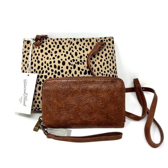 Universal Thread Handbags - LOT of 2 Universal Thread Neutral Vegan Crossbody Bag Clutch Wallet Purse NWT